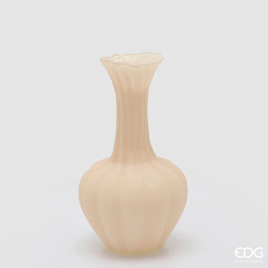 EDG Enzo De Gasperi Vaso Flow Sinuoso H 31 Cm D 17 Cm Waterproof Vetro Avorio