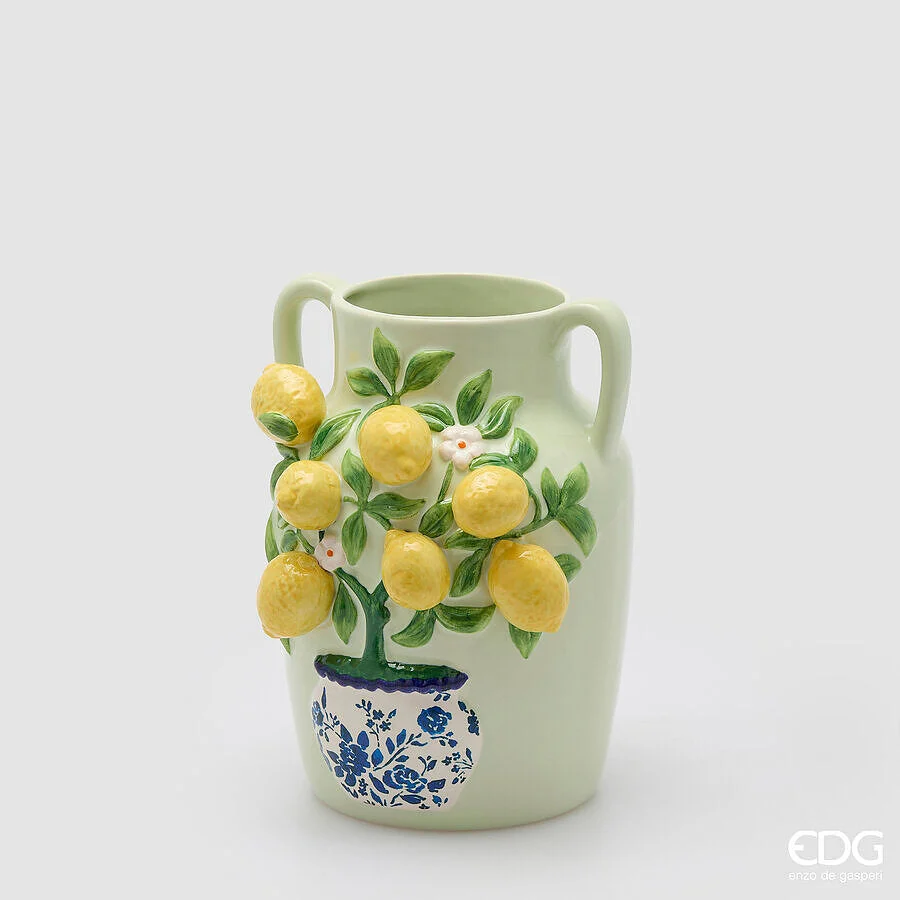 EDG Enzo De Gasperi Vaso Limoni Anfora H 26 Cm D 20 Cm Mix Giallo