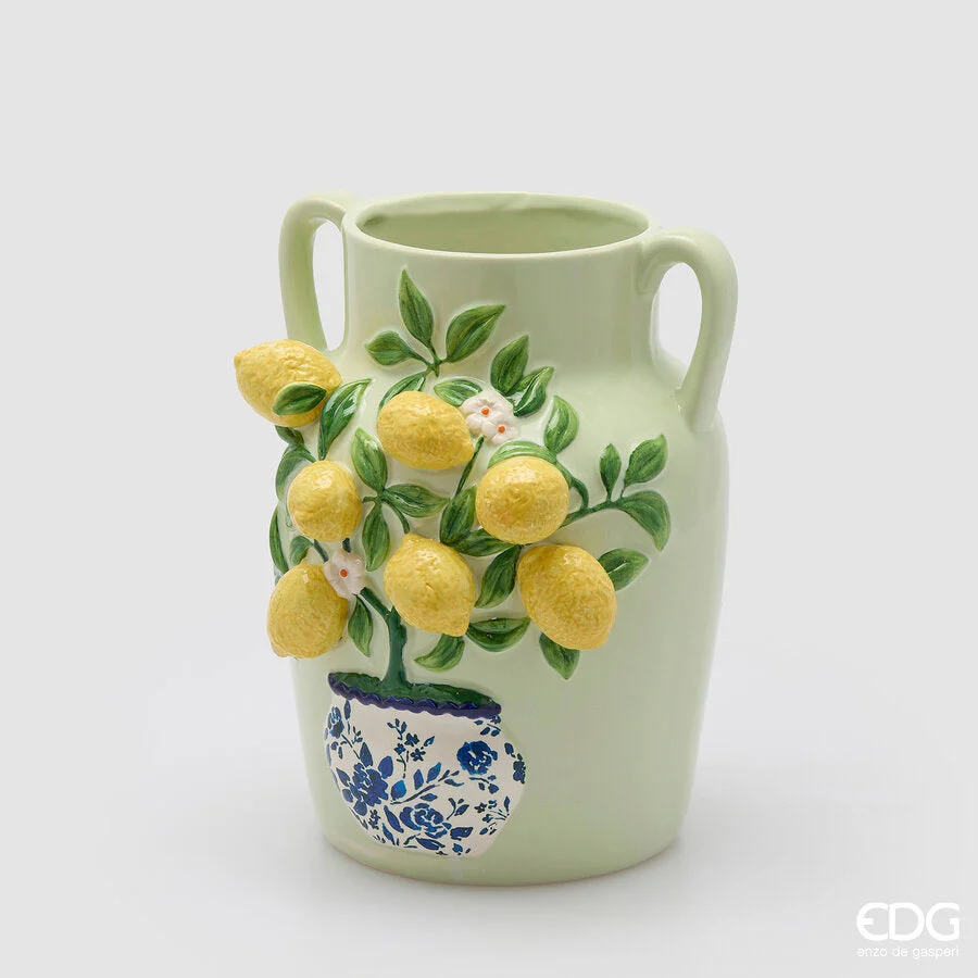 EDG Enzo De Gasperi Vaso Limoni Anfora H 30 Cm D 23 Cm Mix Giallo