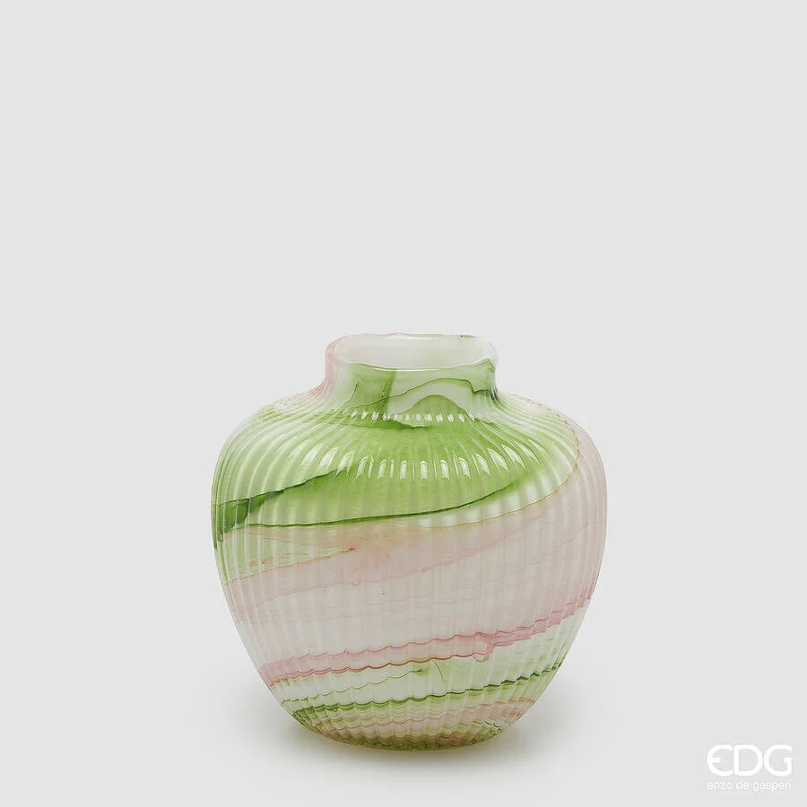 EDG Enzo De Gasperi Vaso Macula Anfora H 22,5 Cm D 23 Cm Waterproof Vetro Mix Verde