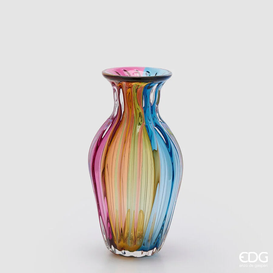 EDG Enzo De Gasperi Vaso Rainbow Anfora Vetro H 37 Cm D 19 Cm Multicolor
