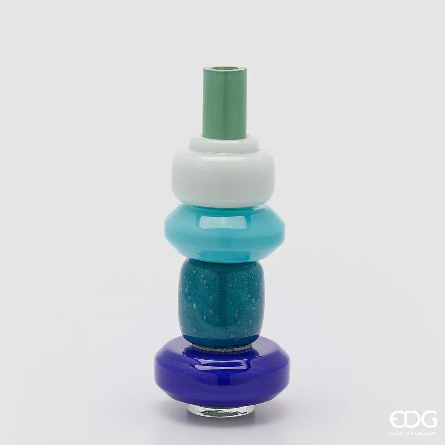 EDG Enzo De Gasperi Vaso Strati H 40 Cm D 16 Cm Waterproof Vetro Mix Verde