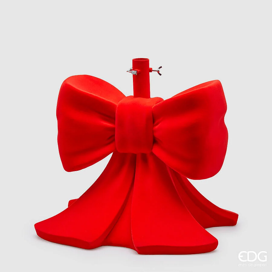 EDG_Enzo De Gasperi Base per Albero Natale Pino Fiocco Velluto H 45 Cm L 43 Cm L 43 Cm Rosso