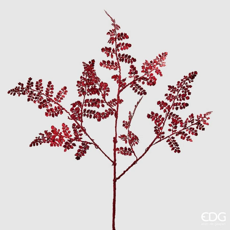 EDG Enzo De Gasperi Felce Natale Metallizzata con Glitter H 84 Cm Red
