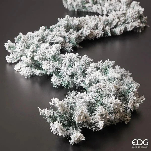 EDG Enzo De Gasperi Festone di Natale Pino Innevato L 270 Cm 180 Rami White Green