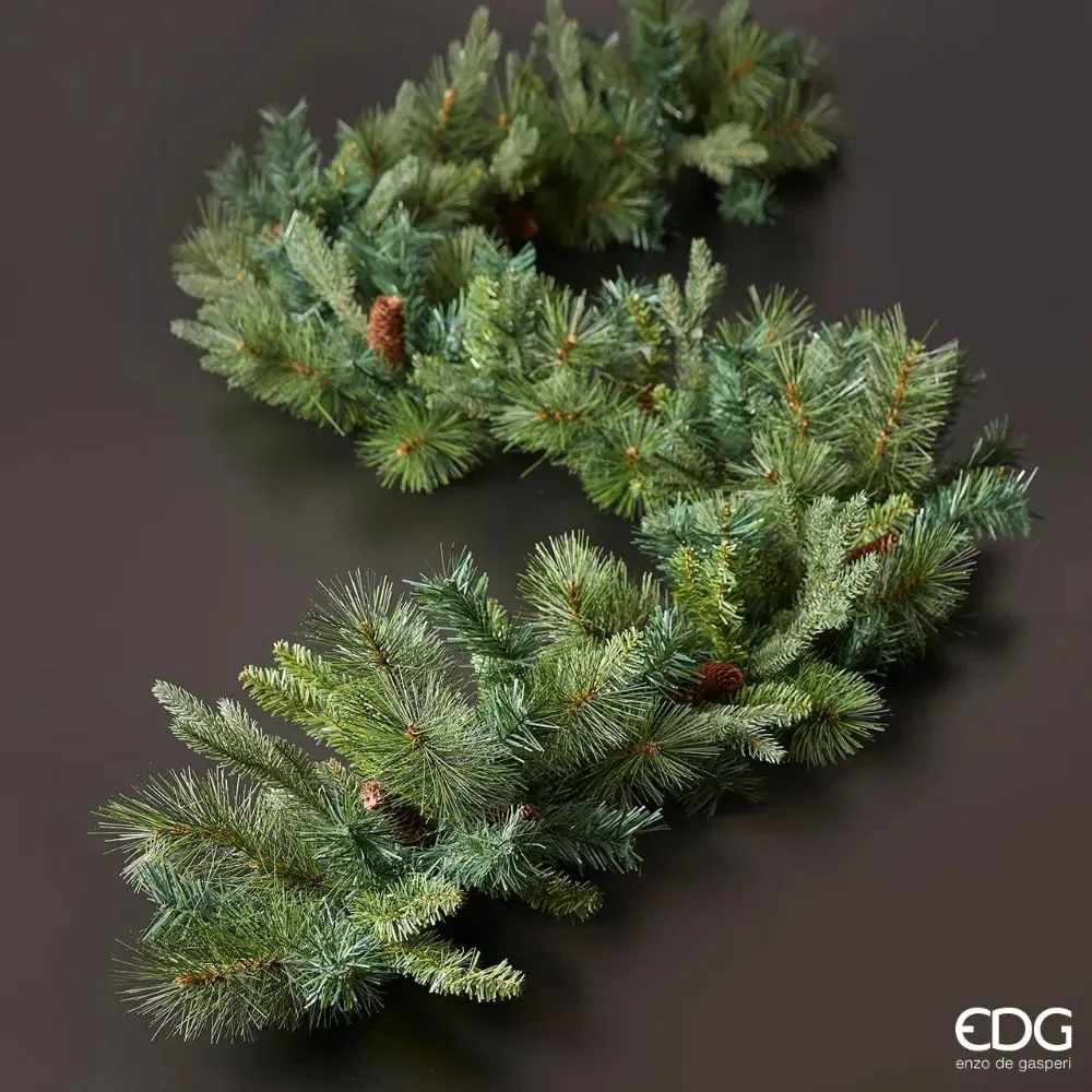 EDG Enzo De Gasperi Festone Natale Pino con Pigne H 280 Cm 170 Tips Green