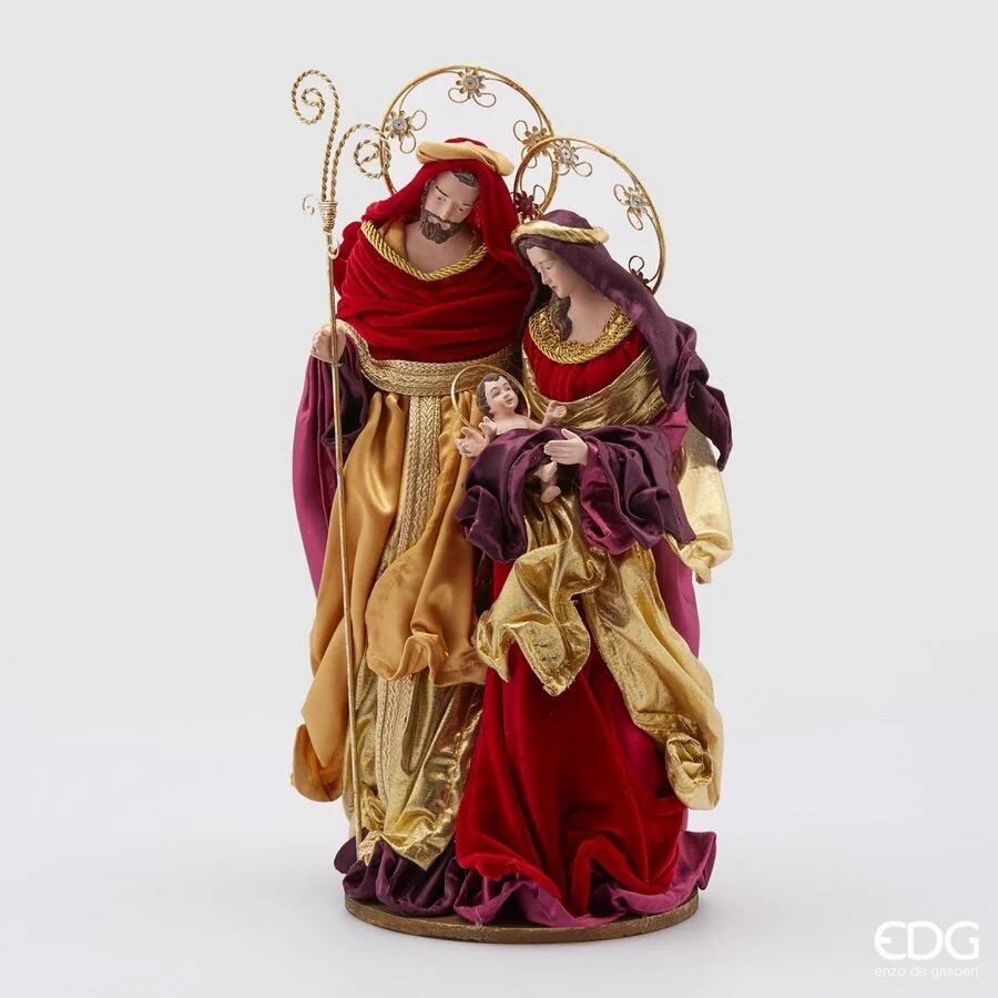 EDG Enzo De Gasperi Natività in Tessuto Barocco H 47 Cm 3 Figure Burgundy