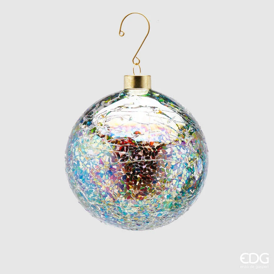 EDG Enzo De Gasperi Palla di Natale Microfoglie Vetro D 10 Cm Teal