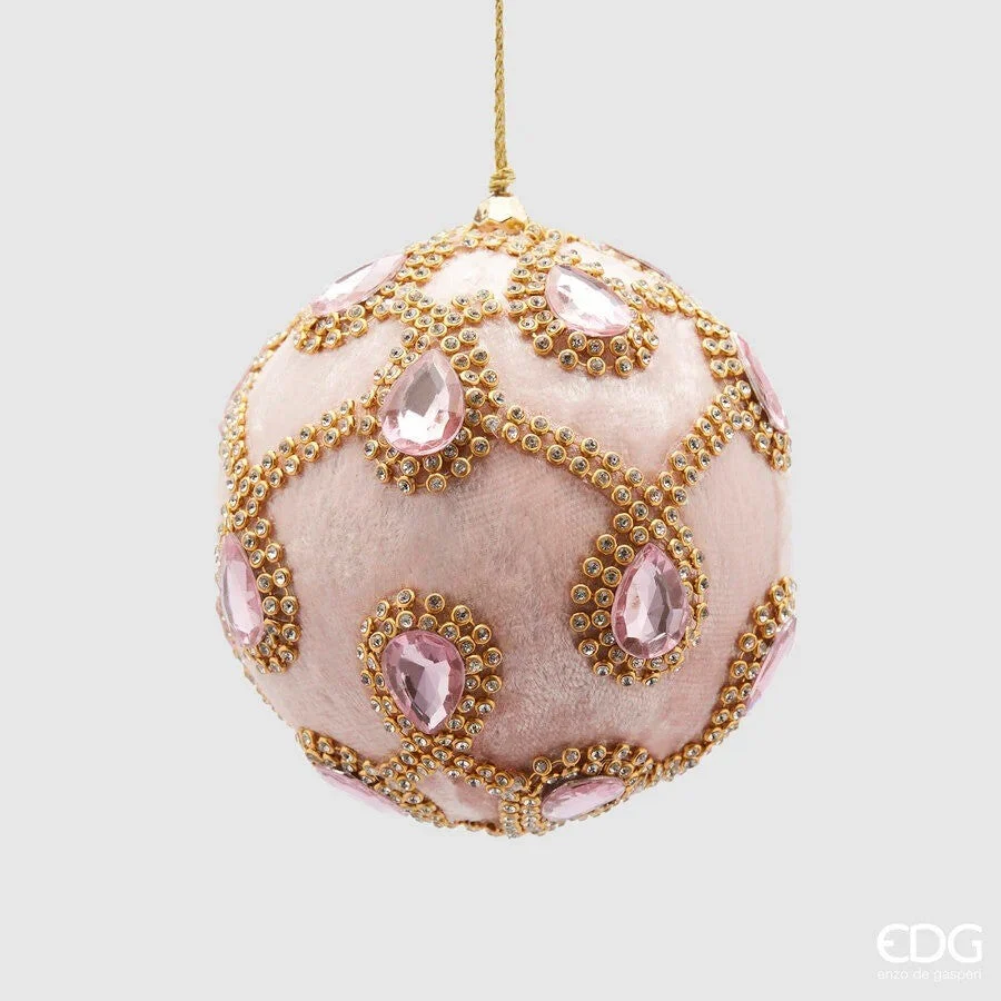 EDG Enzo De Gasperi Palla Natale Gemme Velluto D 10 Cm Pink 1 Pz