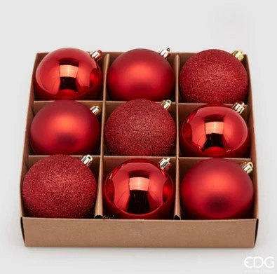 EDG Enzo De Gasperi Palla Natale Poly Mix D 8 Cm Red Cf 9 Pz