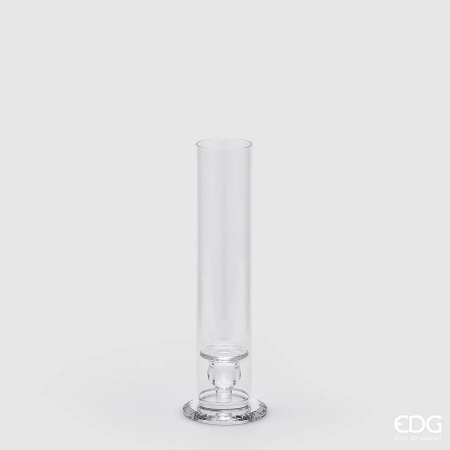 EDG Enzo De Gasperi Portacandela Crystal Cilindro H 31 Cm D 9 Cm Natural