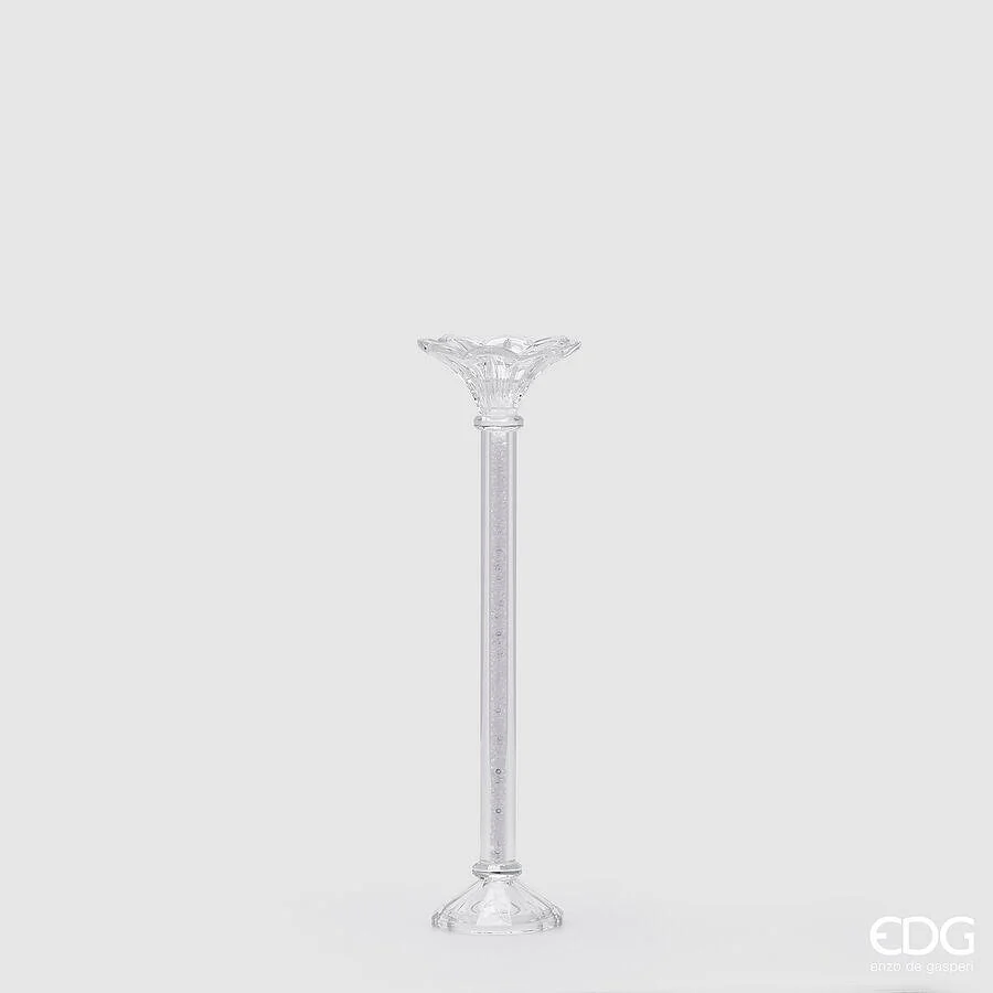 EDG Enzo De Gasperi Portacandela Crystal Fiore H 40 Cm D 9 Cm Natural Trasparente