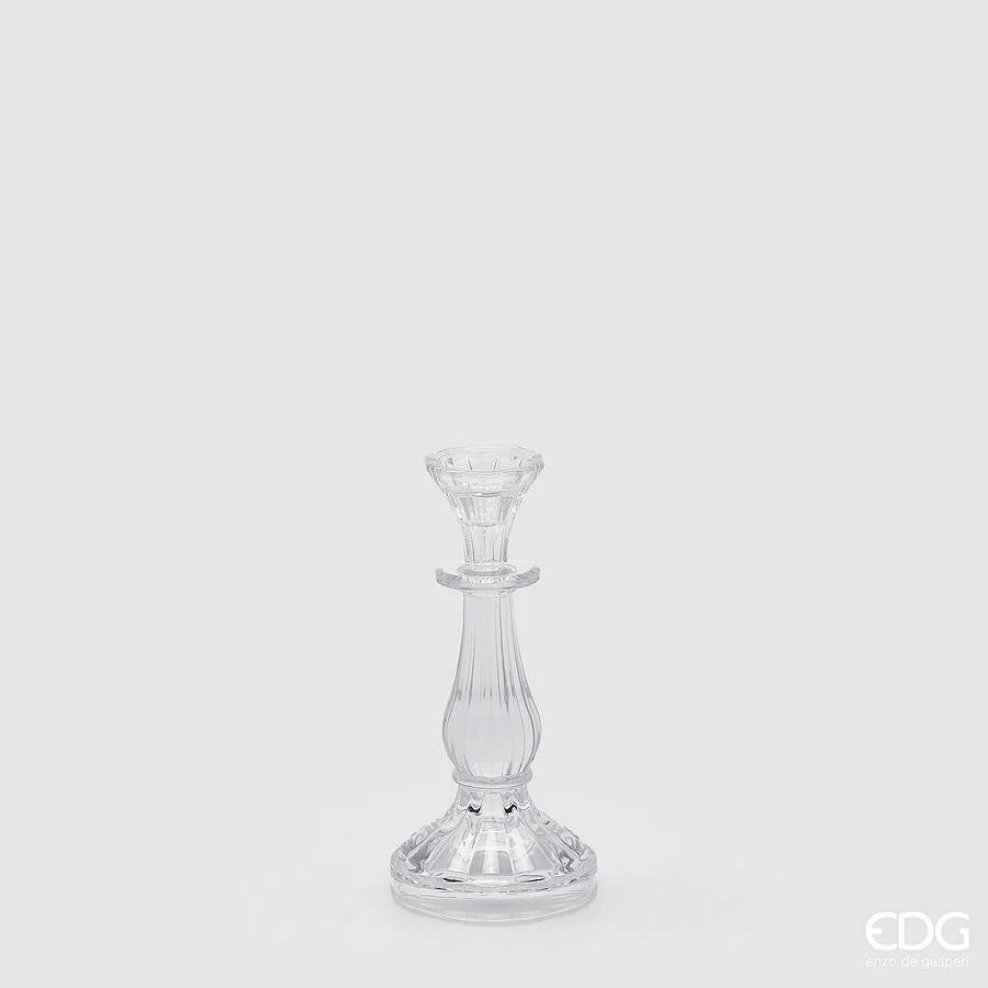 EDG Enzo De Gasperi Portacandela Crystal Sinuoso H 22 Cm D 10 Cm Natural Trasparente
