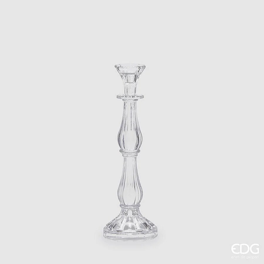EDG Enzo De Gasperi Portacandela Crystal Sinuoso H 31 Cm D 10 Cm Natural