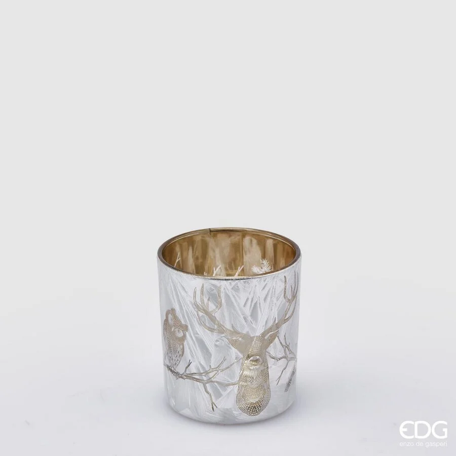 EDG Enzo De Gasperi Portacandela Natale Foresta H 8 Cm D 7 Cm Platinum