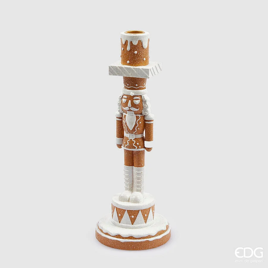 EDG Enzo De Gasperi Portacandela Natale Soldatino Marzapane H 31 Cm D 11 Cm Hazelnut