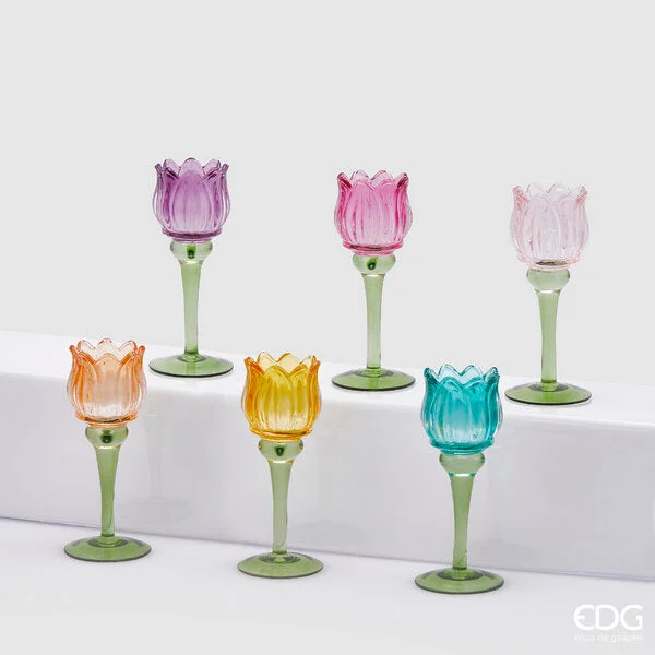 EDG Enzo De Gasperi Portacandela Tulipano 6 Ass. H.19 D.8 C4 Multicolor