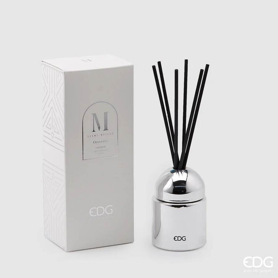 EDG Enzo De Gasperi Profumatore Ambiente Cupola Opulence Bottiglia Silver Specchio 200 Ml Firewood