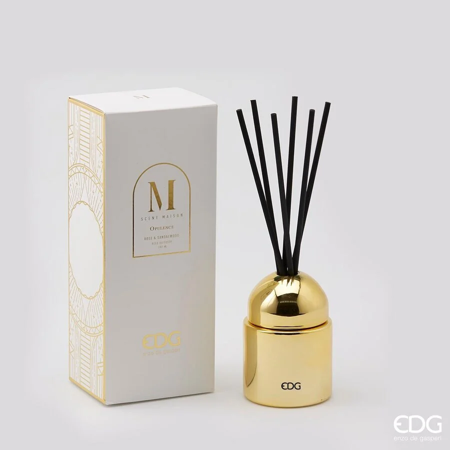 EDG Enzo De Gasperi Profumatore Ambiente Opulence Cupola Bottiglia Oro Specchio 200 Ml Rose Sandalwood