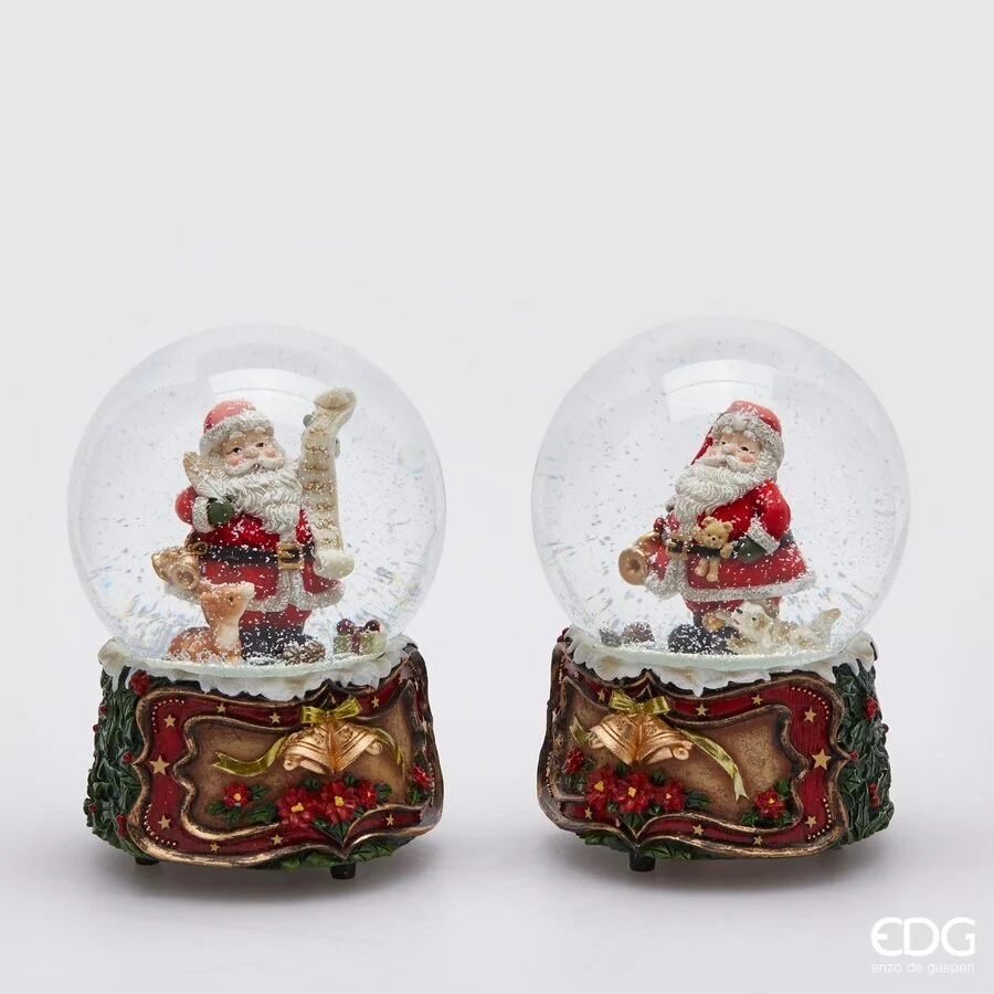 EDG Enzo De Gasperi Sfera Acqua Babbo Natale con Campanelli e Carillon Ass. Red Gold 1 Pz