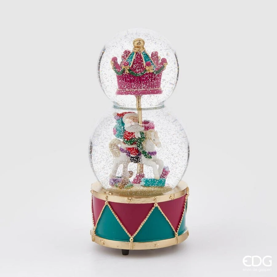 EDG Enzo De Gasperi Sferacqua Babbo Natale Carillon Tamburo H 22 Cm D 10 Cm