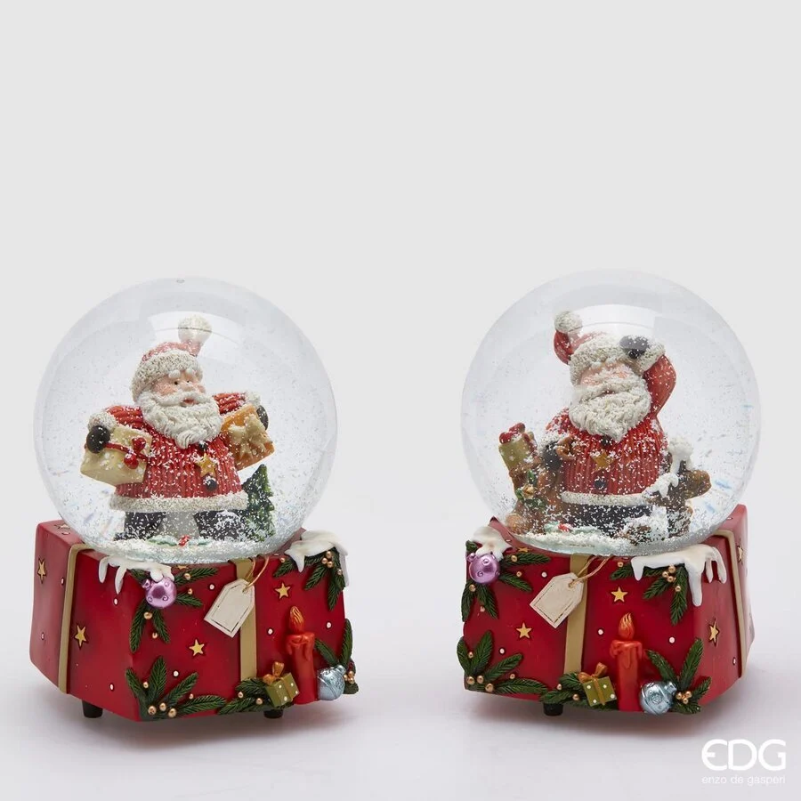EDG Enzo De Gasperi Sferacqua Babbo Natale Etichetta e Carillon H 15 Cm D 10 Cm Green Red 1 Pz