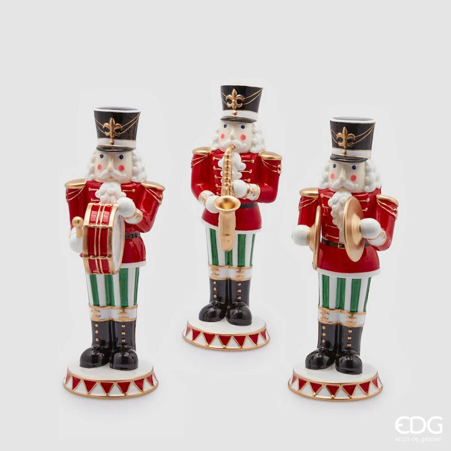 EDG Enzo De Gasperi Soldatino di Natale in Porcellana H 29 Cm Ass. Multicolor 1 Pz