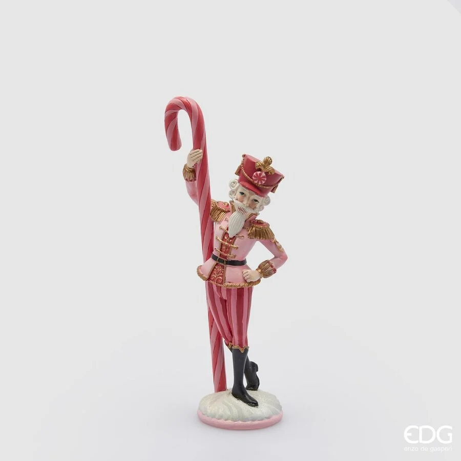 EDG Enzo De Gasperi Soldatino di Natale Poly con Bastone H 23 Cm Two Tone Pink
