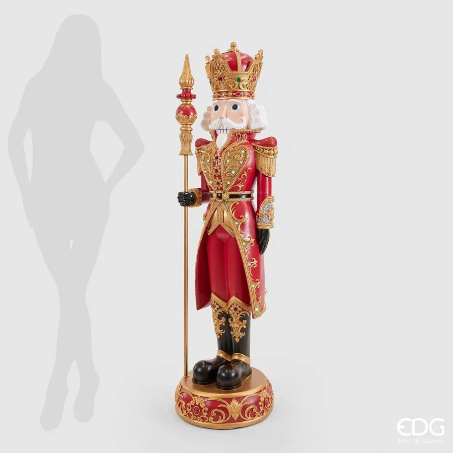 EDG Enzo De Gasperi Soldatino Poly Natale con Led Musica H 153 Cm D 40 Cm Red Gold