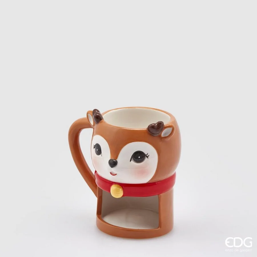 EDG Enzo De Gasperi Tazza Renna Natale Portabiscotti H 12 Cm D 10 Cm Hazelnut