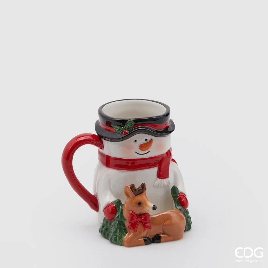 EDG Enzo De Gasperi Tazza Uomoneve Natale Snack H 13 Cm White Red