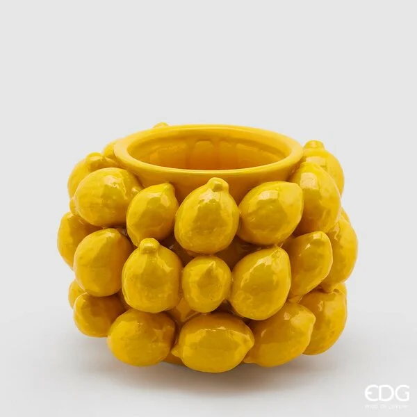 EDG Enzo De Gasperi Vaso Chakra Limoni H 19 Cm D 28 Cm 36 Frutti Giallo