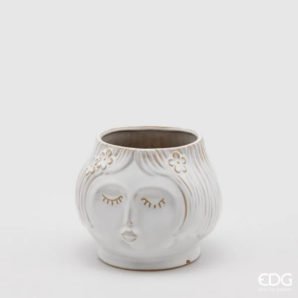 EDG Enzo De Gasperi Vaso Faccia Lady H. 14cm D. 16cm Ivory Avorio