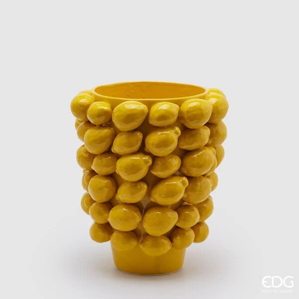 EDG Enzo De Gasperi Vaso Limoni Svasato H 36 Cm D 30 Cm Yellow