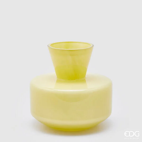 EDG Enzo De Gasperi Vaso Rotondo con Collo H 20 Cm D 21 Cm Waterproof Light Yellow