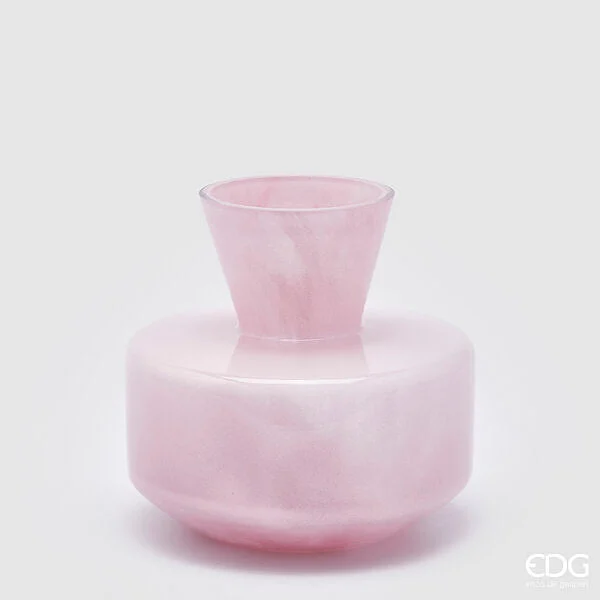 EDG Enzo De Gasperi Vaso Rotondo con Collo H 20 Cm D 21 Cm Waterproof Pale Pink