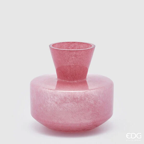 EDG Enzo De Gasperi Vaso Rotondo con Collo H 20 Cm D 21 Cm Waterproof Dark Pink