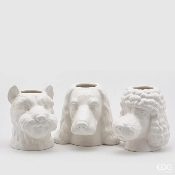 EDG Enzo De Gasperi VASO Schnauzer o Barboncino o Cocker H 18 Cm Bianco 1 Pz