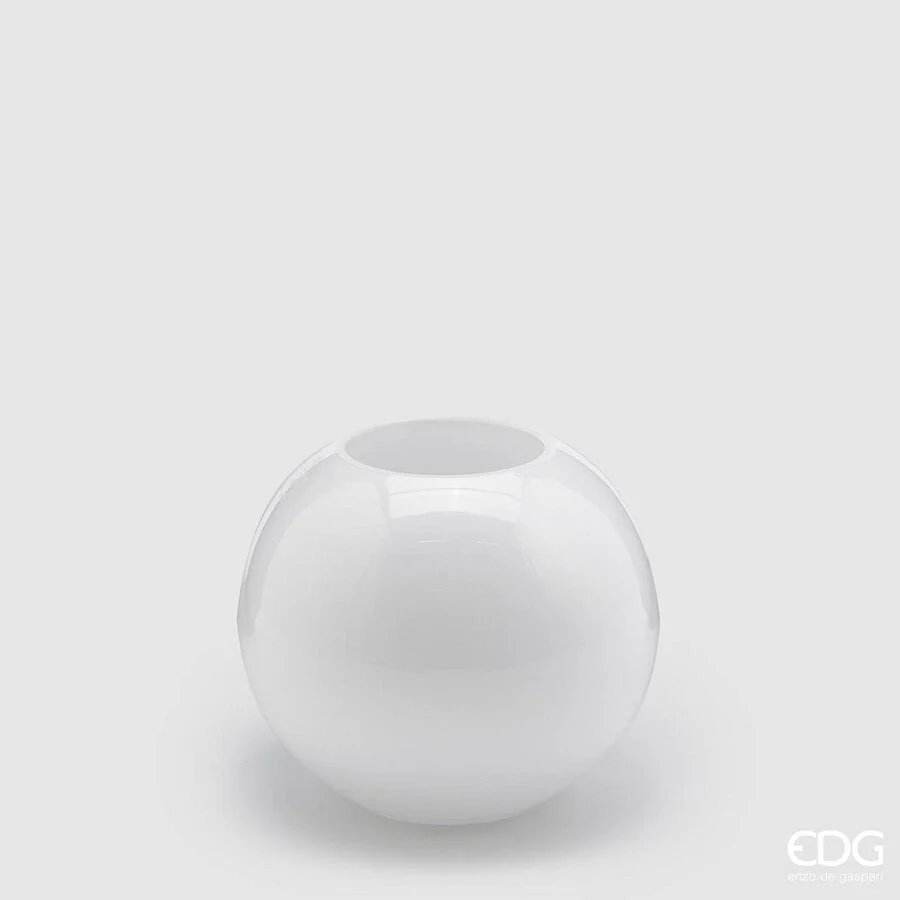 EDG Enzo De Gasperi Vaso Sfera H 16 Cm D 18 Vetro Molato White