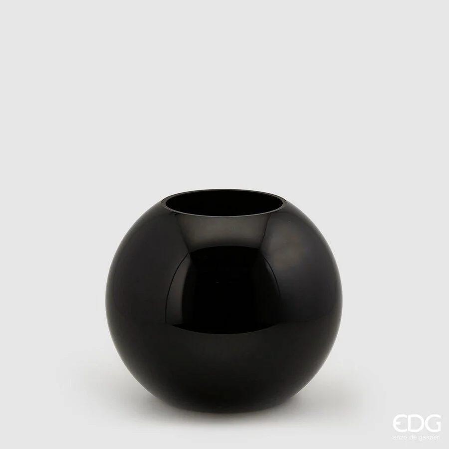 EDG Enzo De Gasperi Vaso Sfera H 20 Cm D 23 Cm Vetro Molato Black