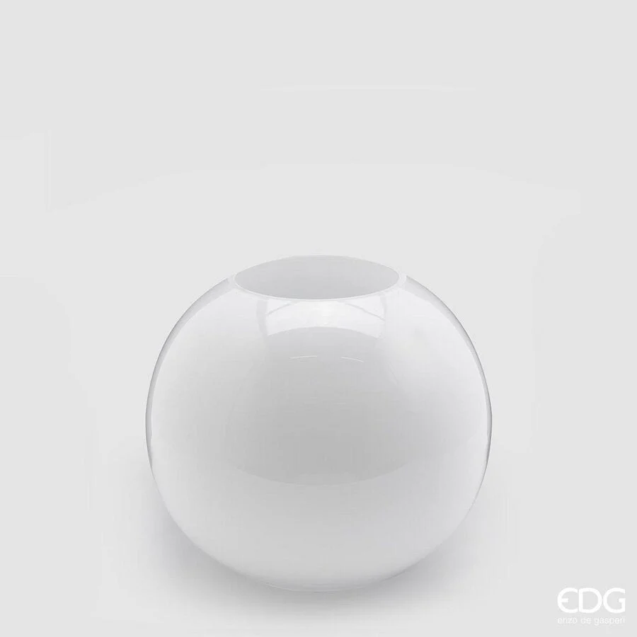 EDG Enzo De Gasperi Vaso Sfera H 20 Cm D 23 Cm Vetro Molato White