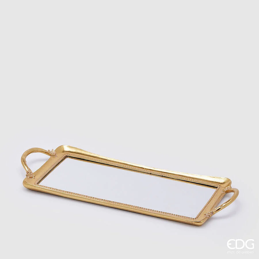 EDG Enzo De Gasperi Vassoio Natale Decorativo Rettangolare H 3,5 Cm 50 x 21,5 Cm Gold