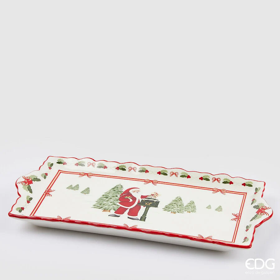 EDG Enzo De Gasperi Vassoio Natale Rettangolare Xmas H 3cm L 33 Cm L 16 Cm Green Red