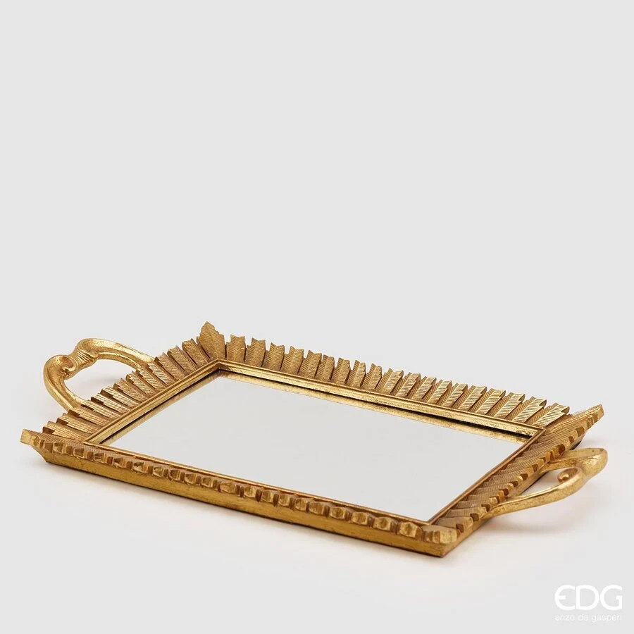 EDG Enzo De Gasperi Vassoio Specchio Rettangolare H 4 Cm 47 x 27 Cm Gold