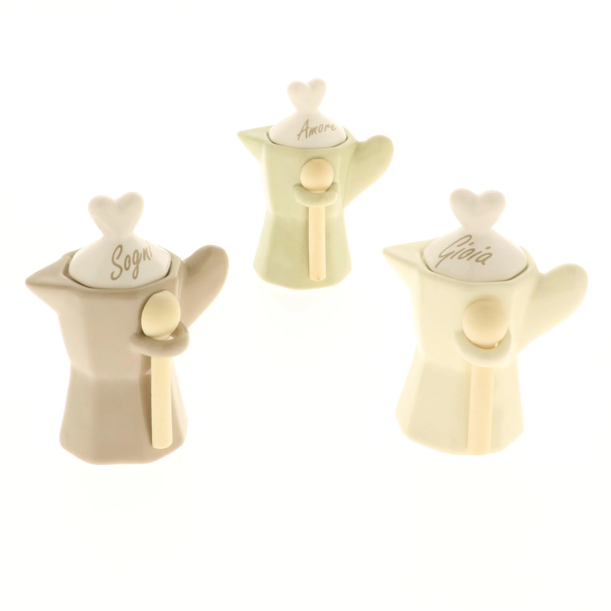 ETM Bomboniera Caffee Moka con Scritte H 12 Cm Beige Marrone 1 Pz