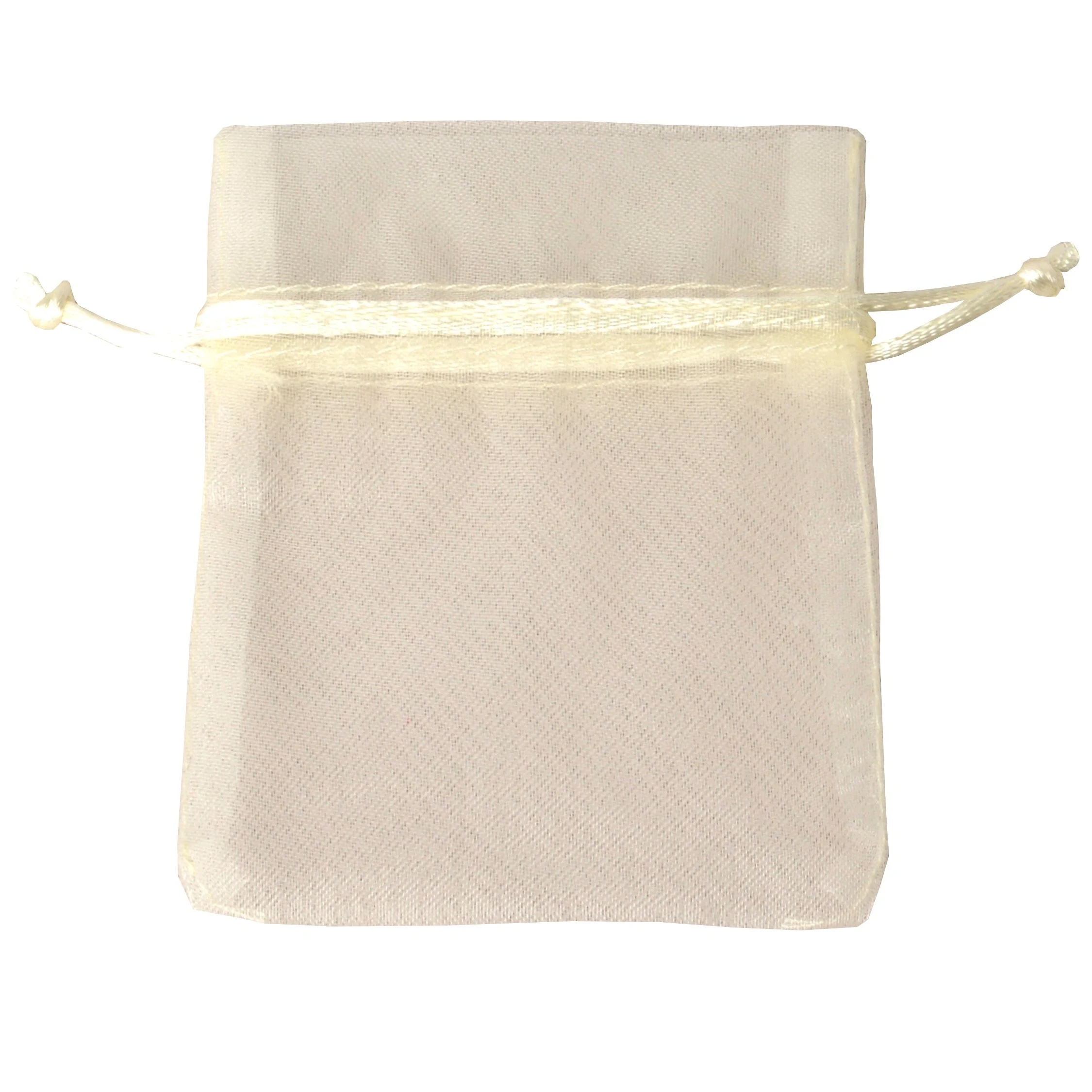 ETM Bag Organza con Tirante 8 x 10 Cm Sacchetto Portaconfetti Crema 12 Pz