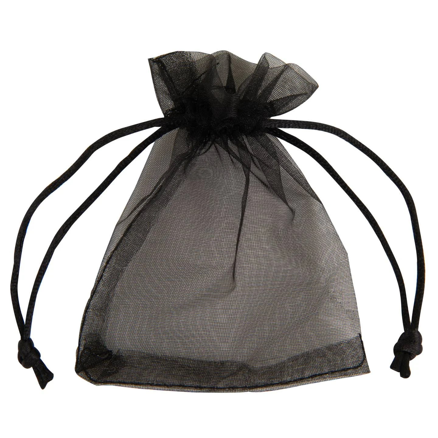 ETM Bag Organza con Tirante 8 x 10 Cm Sacchetto Portaconfetti Nero 12 Pz