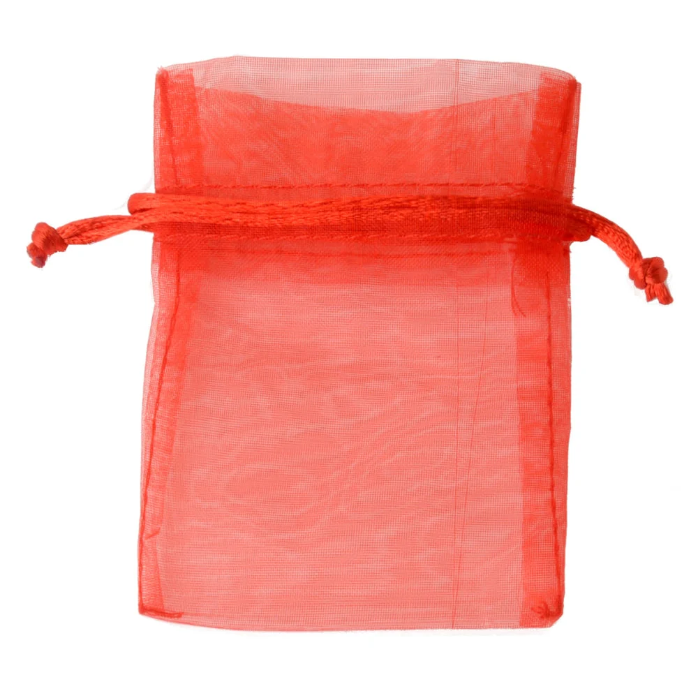 ETM Bag Organza con Tirante 8 x 10 Cm Sacchetto Portaconfetti Rosso 12 Pz