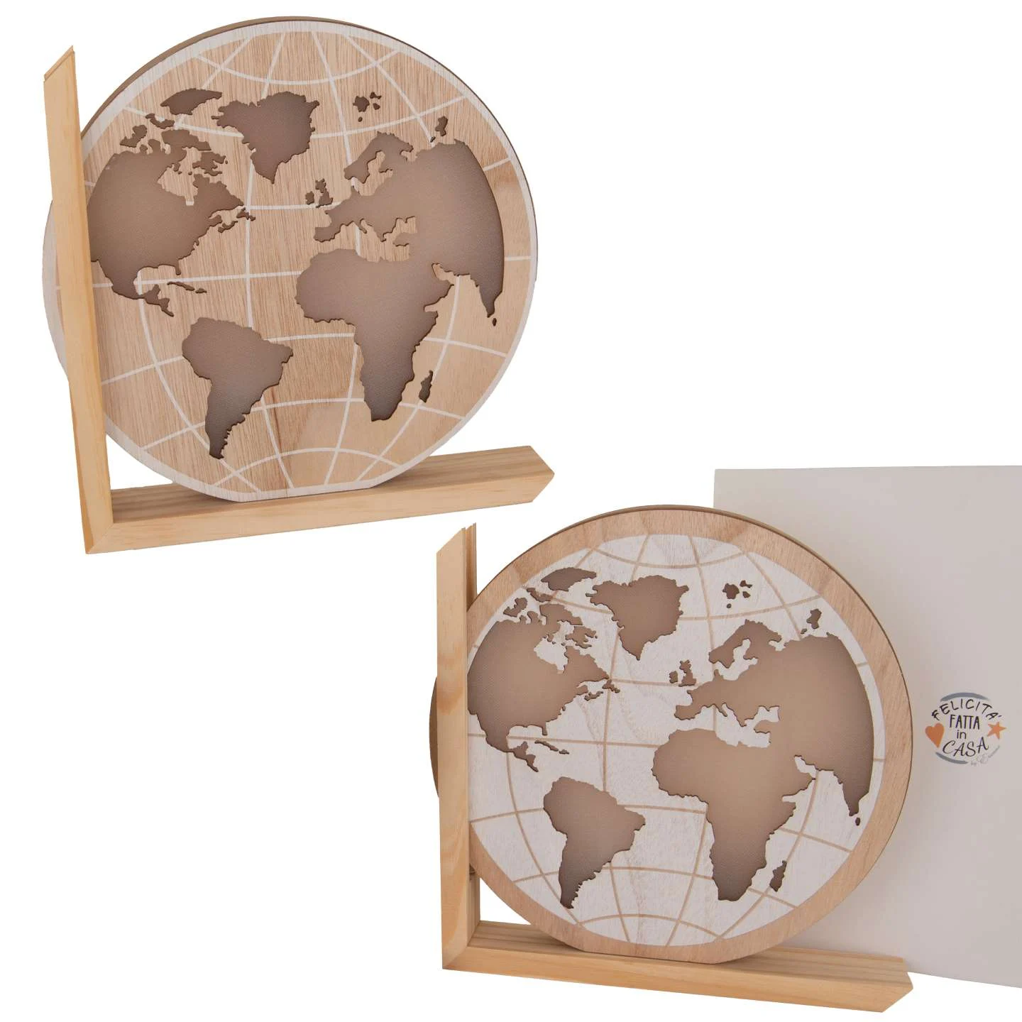 ETM Bomboniera Monde Led H 27 Cm Legno con Scatola Regalo 1 Pz