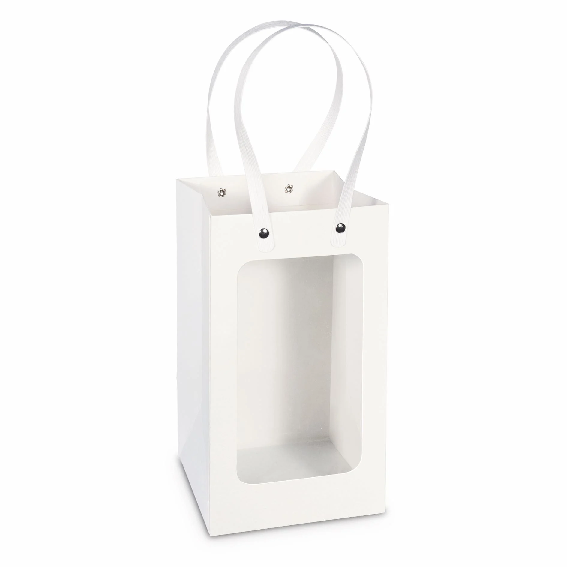 ETM Busta Open Bomboniera Portaconfetti 10 x 10 Cm H 17 Cm Bianco 12 Pz